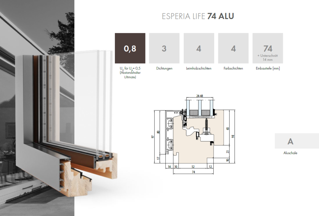 esperial life 74 holz alu fenster